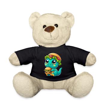 Whimsical dinosaur T-Rex with pumpkin hat - Teddy Bear - black - Front