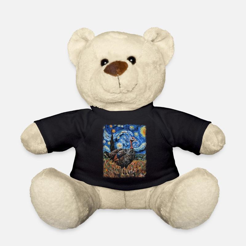 Chasse à la dinde, chasseur de dinde, peinture de nuit étoilée - Nounours - noir