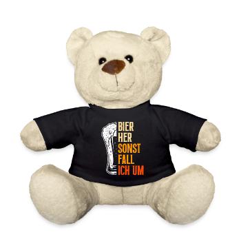 Bière ici ou je tombe - Nounours - noir - Devant