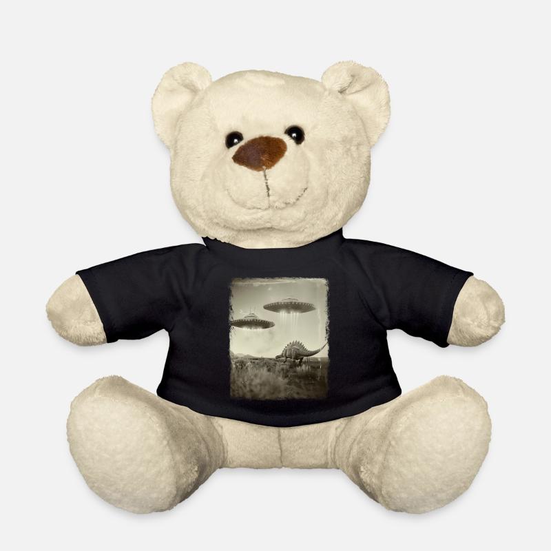 Stegosaurus Dinosaurier UFO Alien Außerirdischer S - Teddy - Schwarz