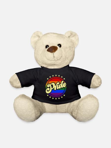 Pride Design Vintage LGBT Regenbogen Kreis & Sterne - Teddy - Schwarz