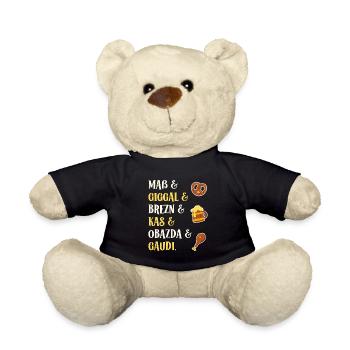 Maß Giggal Brezn Kas Obazda Gaudi bayrische Worte - Teddy - Schwarz - Vorne