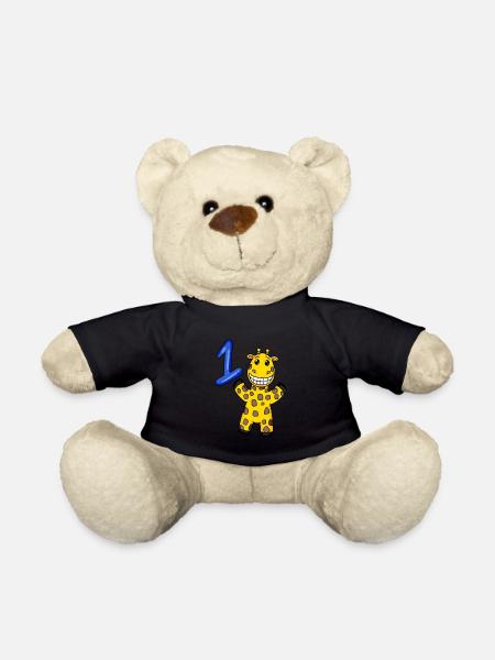 1 Jahr alt - Einschulung - Giraffe Motiv - Zahl 1 - Teddy - Schwarz