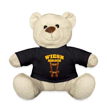 Münchner Volksfest HIRSCH Lustiges Trachtenshirt - Teddy - Schwarz - Vorne