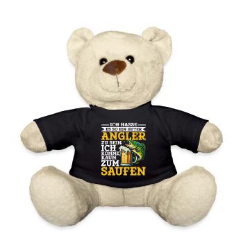 Fishing and Beer Fun Fishing Hobby - Teddy Bear - black - Front