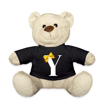 Letter y yellow bow - Teddy Bear - black - Front