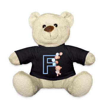 Lettre f bleue ours - Nounours - noir - Devant