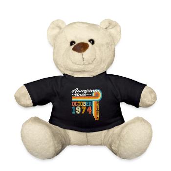 Octobre 1974 Vintage Rétro Anniversaire - Nounours - noir - Devant