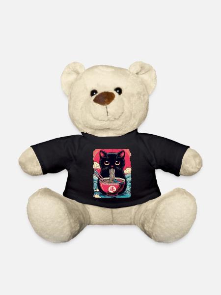 Katzen Ramen Nudel Japaner Anime Manga Kawaii - Teddy - Schwarz