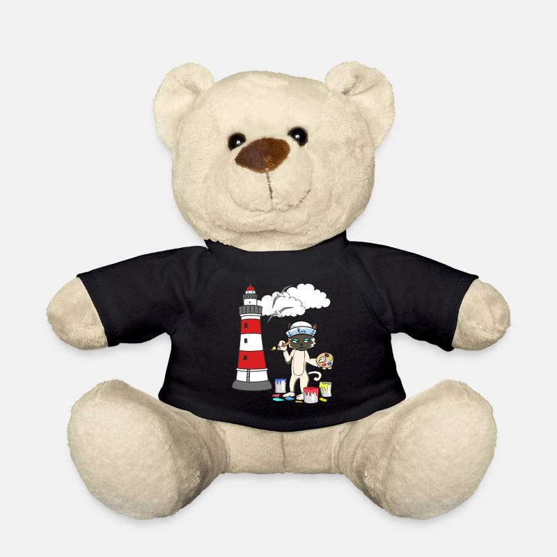 Katze Maler Leuchtturm Matrose Küste maritim Möwe - Teddy - Schwarz