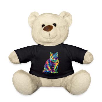 Tabby Cat Orange Cat Popart - Teddy Bear - black - Front