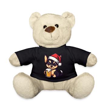 Chihuahua Hund Weihnachten Bier - Teddy - Schwarz - Vorne