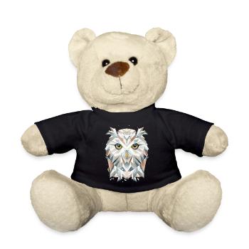 Majestätische Schneeeule - Geometrische Eleganz - Teddy - Schwarz - Vorne