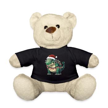 Ankylosaurus Dinosaur Santa Hat Xmas - Teddy Bear - black - Front