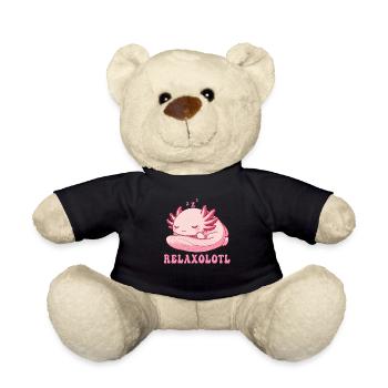 Relaxolotl Axolotl Late Riser Sleeping Chilling - Teddy Bear - black - Front