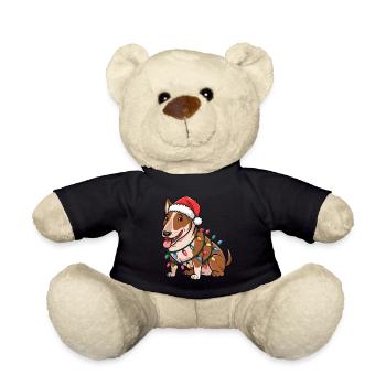 Bull Terrier Noël Lumières Noël Chiens Cadeaux - Nounours - noir - Devant