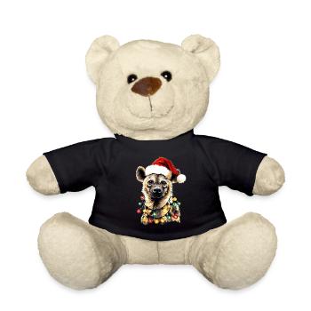 Niedliche Hyäne Weihnachtsmütze Xmas - Teddy - Schwarz - Vorne