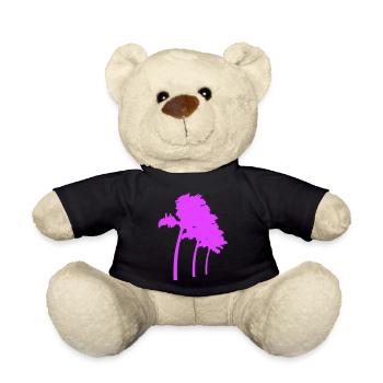 Lots of Palm Trees Row Island 3 Trees Beach Vacation Sea - Teddy Bear - black - Front