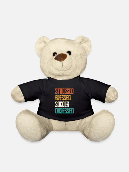 Stressed Football Obsessed - Teddy Bear - black