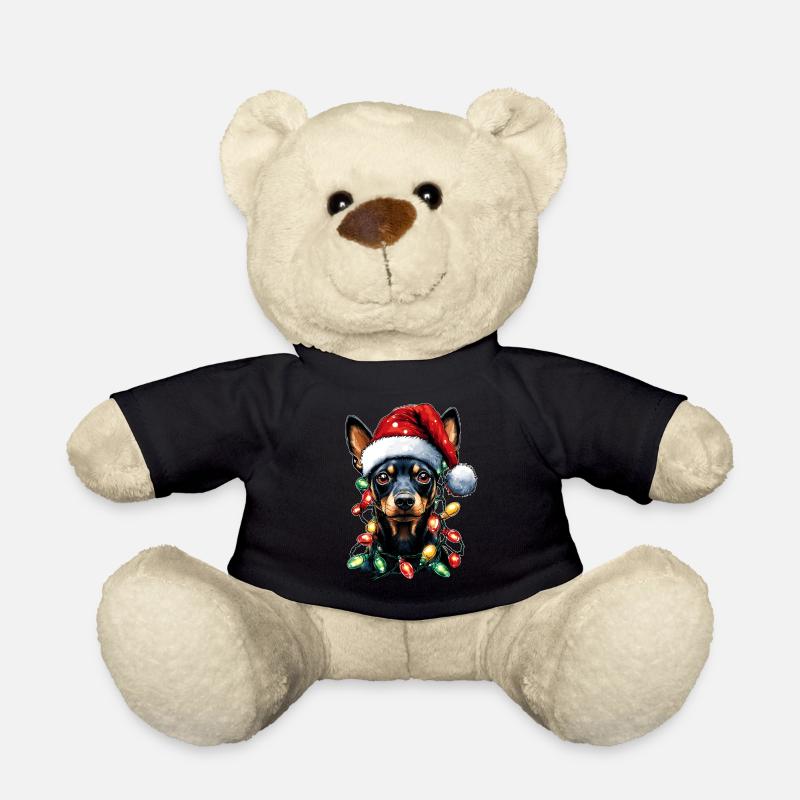 Zwergpinscher Hund Weihnachtsmütze Xmas - Teddy - Schwarz