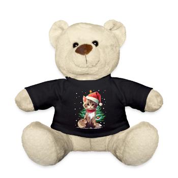 Cats Christmas Pets Santa Claus - Teddy Bear - black - Front