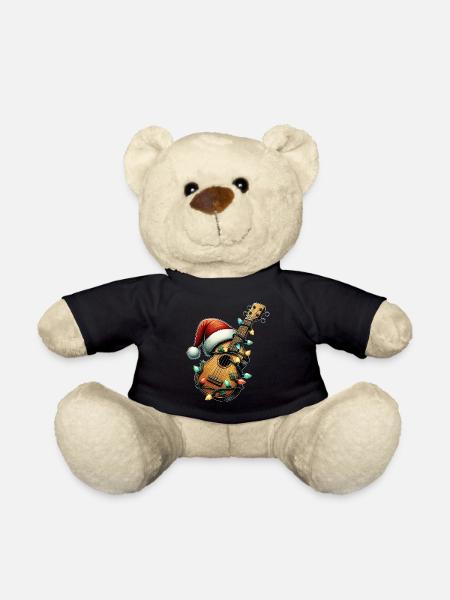 Ukulele Instrument Christmas Hat Xmas - Teddy Bear - black