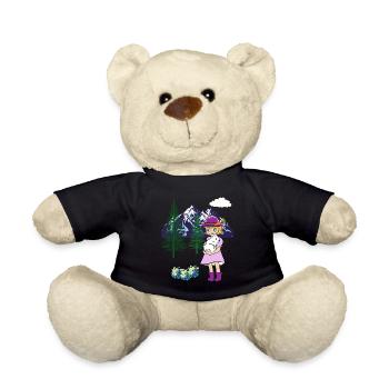 Fille Lapin Lapin Montagnes Nature Enfants Enfant - Nounours - noir - Devant
