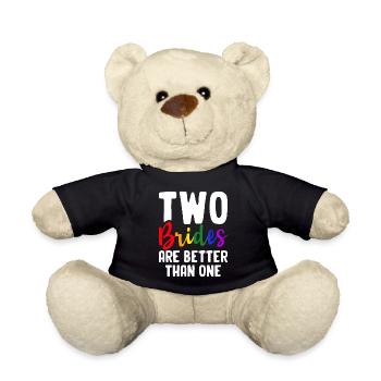 Bridal Shower Lesbian Two Brides Are Better Than One - Teddy Bear - black - Front