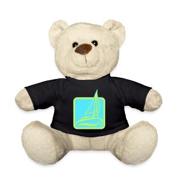 Sailing Logo Icon Square Sailboat Ship - Teddy Bear - black - Front