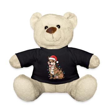 Staffordshire Bull Terrier Noël Lumières Noël - Nounours - noir - Devant