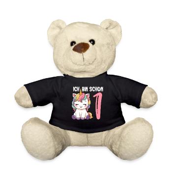 Children's Unicorn 1st Birthday I'm already One - Teddy Bear - black - Front