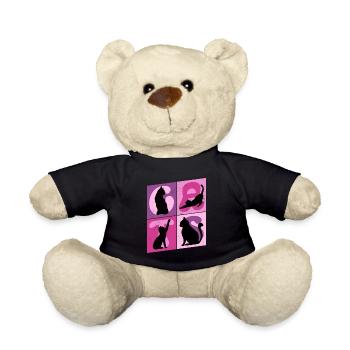 Katze Kätzchen Kater Silhouette Bunt Kunst - Teddy - Schwarz - Vorne