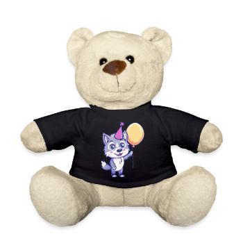 Wolf Geburtstag Comic - Teddy - Schwarz - Vorne