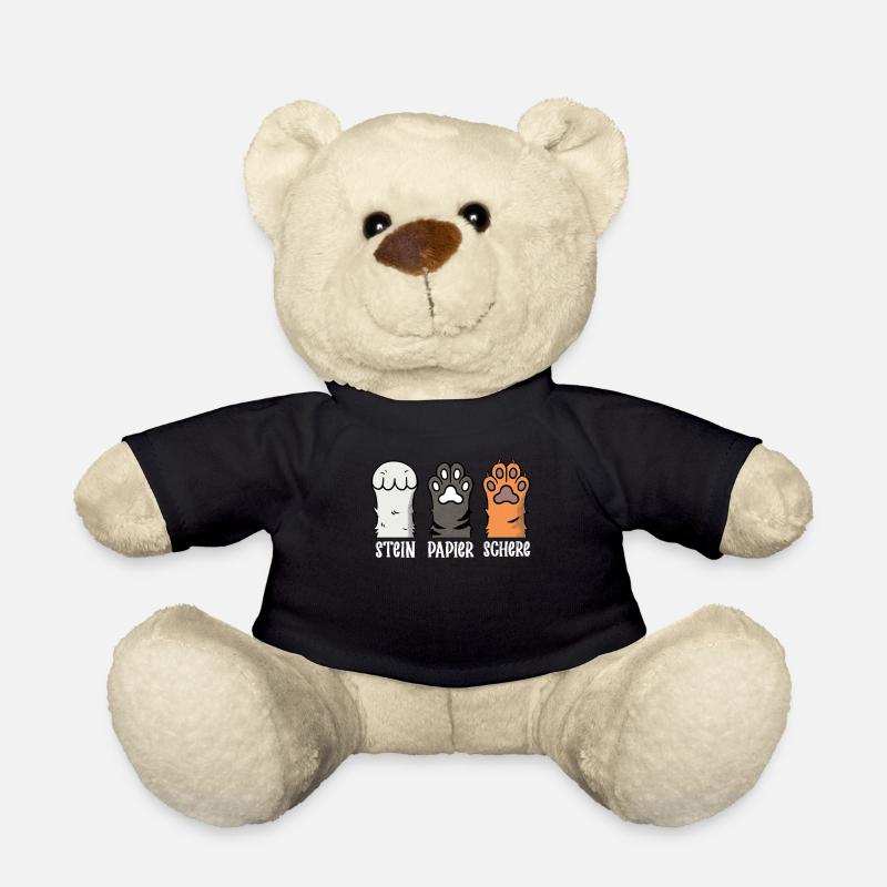 Katze Stein Papier Schere Pfote Spiel Lustige - Teddy - Schwarz