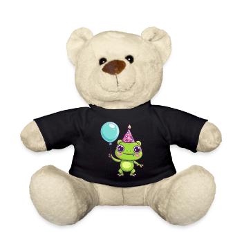 Frog Birthday Comic Cute - Teddy Bear - black - Front