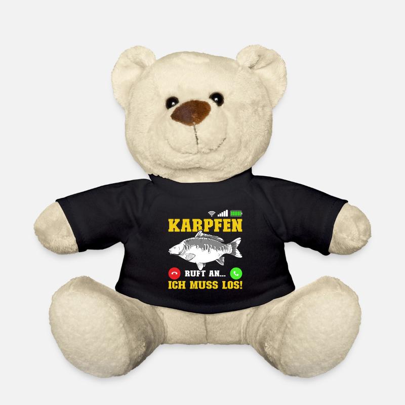 Angler KARPFEN RUFT AN MUSS LOS! Lustiges Karpfen - Teddy - Schwarz