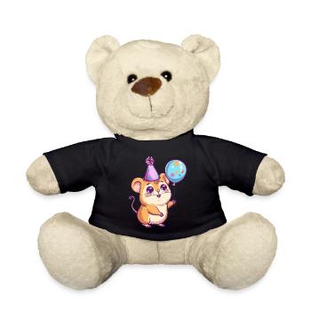 Hamster Geburtstag Comic Niedlich - Teddy - Schwarz - Vorne