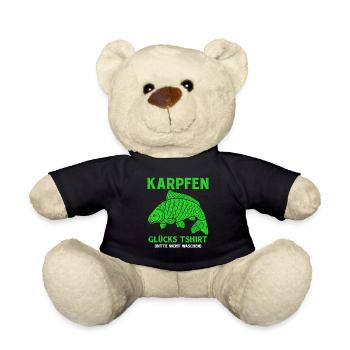 KARPFEN GLÜCKSSHIRT Angler Geburtstags Angeln - Teddy - Schwarz - Vorne