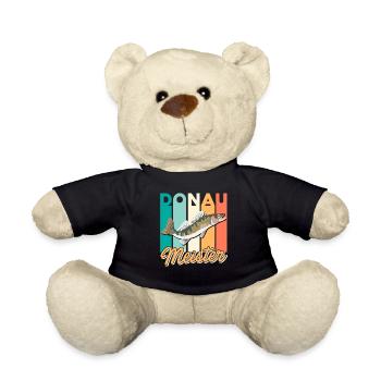 Zander Angeln DONAU MEISTER Lustiges Angler - Teddy - Schwarz - Vorne