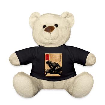 Japanese wooden block art frog lover kanji - Teddy Bear - black - Front