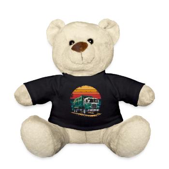 Retro Recycling Garbage Truck Sanitation Worker - Teddy - Schwarz - Vorne