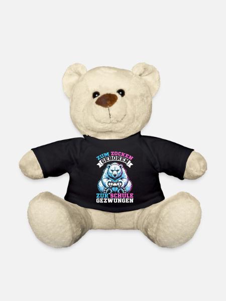 Zum Zocken Geboren Zur Schule Gezwungen Eisbär - Teddy - Schwarz