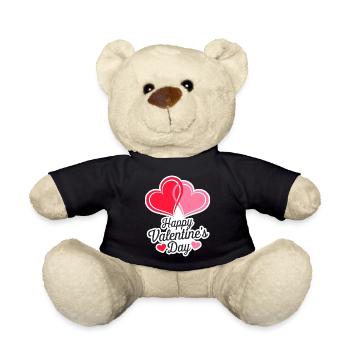 Alles Gute zum Valentinstag T-Shirt, Liebesgeschenk, Herz - Teddy - Schwarz - Vorne