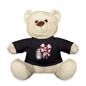 Coquette Bow Cow Farmer Milk Dairy Farmer - Teddy Bear - black - Front