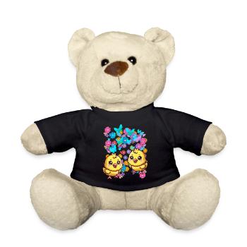Happy Easter Flowers Chick Child Kids Baby Flower - Teddy Bear - black - Front