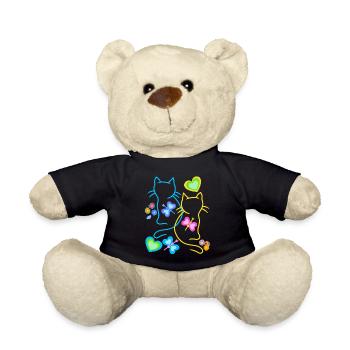 Spring Cats Retro 80s 90s Vintage Cats - Teddy Bear - black - Front