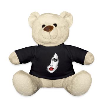 Schöne Frauenface Ästhetik Kunst mit Roten Lippen - Teddy - Schwarz - Vorne