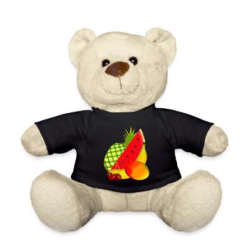 Fruits, melon, ananas, mangue, cerise, banane - Nounours - noir - Devant