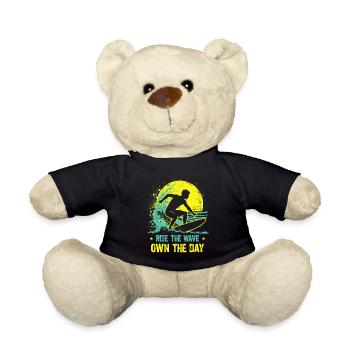 Surfer Ride the Wave – Own the Day Spruch - Teddy - Schwarz - Vorne