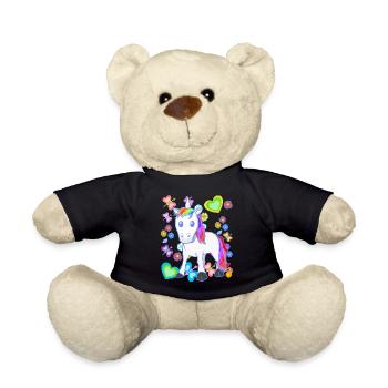 Licorne Licornes Enfants Enfant Cheval Chevaux - Nounours - noir - Devant